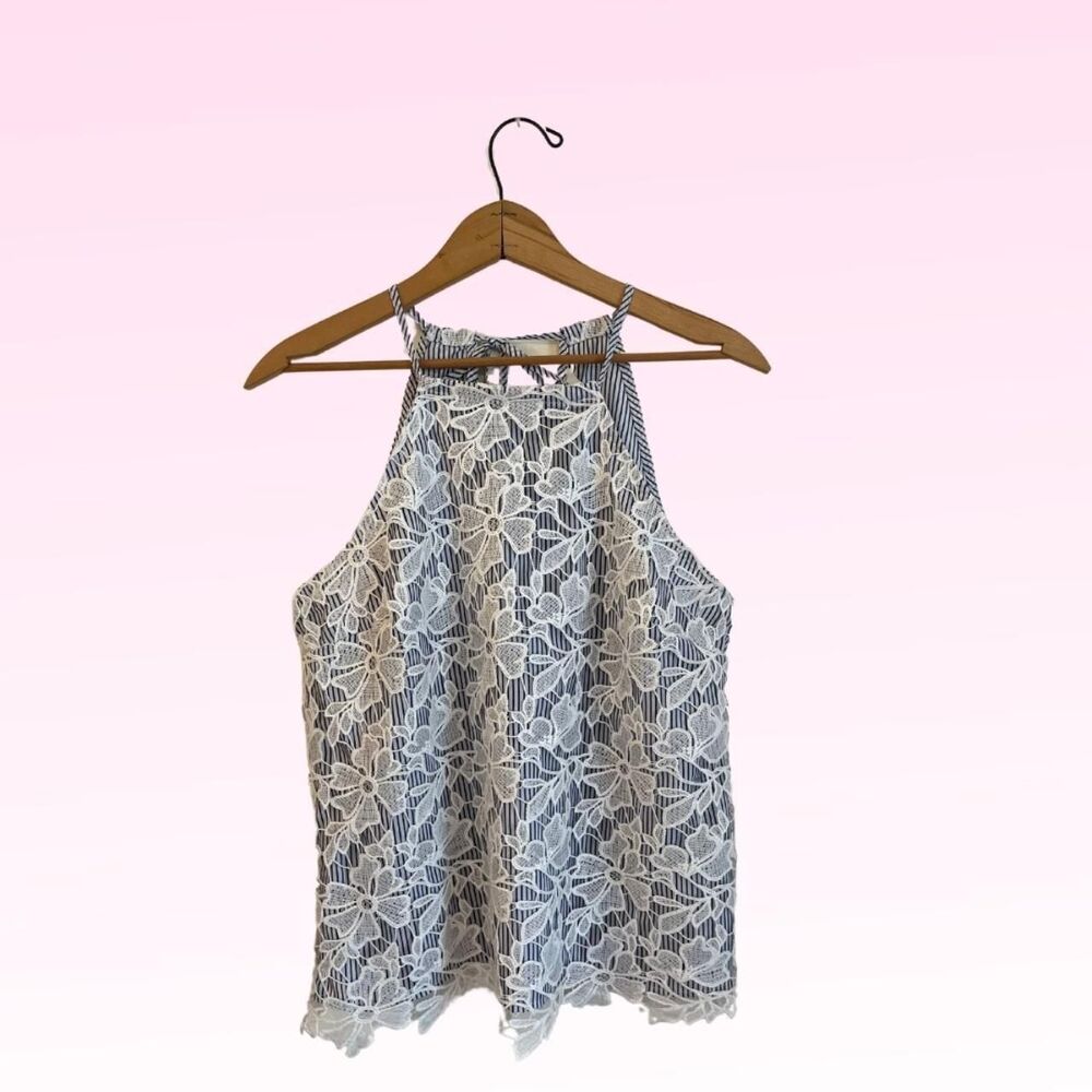 Women's Blue and White Tank